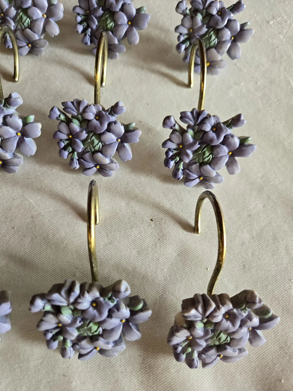 Lavender Flower Cluster Shower Curtain Hooks (Set)